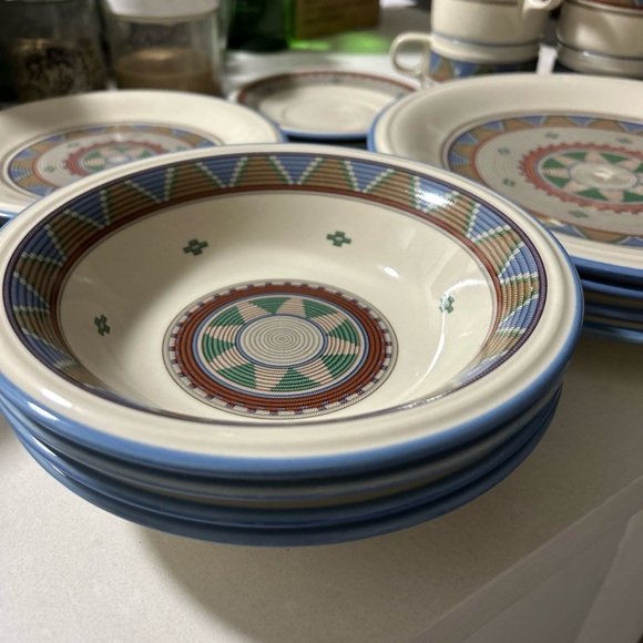 STUDIO NOVA LIMA Vintage Woven Print Hypnotic Plates, Coffee Cups -18 Pieces - Picture 8 of 16